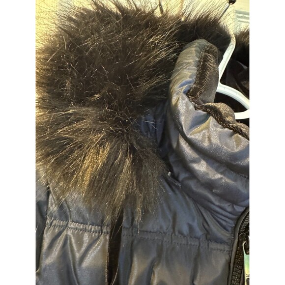 Calvin Klein Performance Navy Coat Womens Sz. M Faux Fur Hooded Puffer Jacket - Picture 10 of 13
